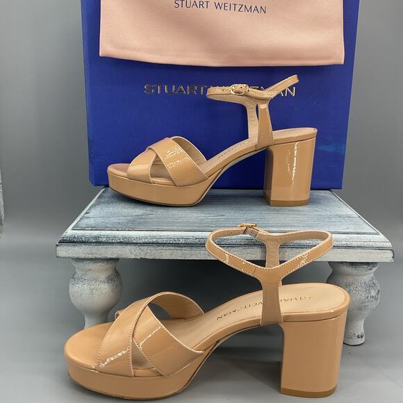 NEW Stuart Weitzman Women’s Dayna 80 Platform Sandals Beige Size 7B - Picture 2 of 10